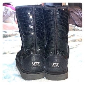 Black Glitter Short Ugg Boots